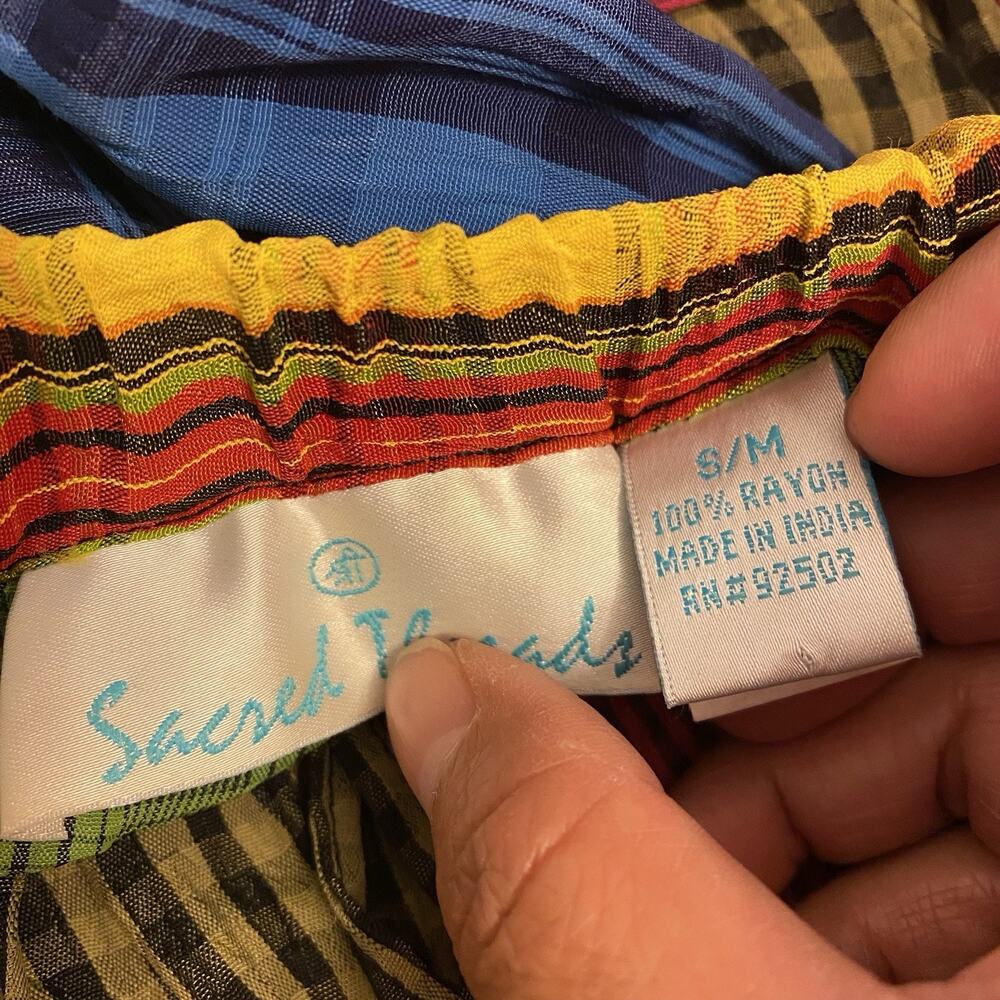 Vintage Sacred Threads MaxiSkirt Women S/M Patchwork Colorful Boho Festival Art - Picture 2 of 7